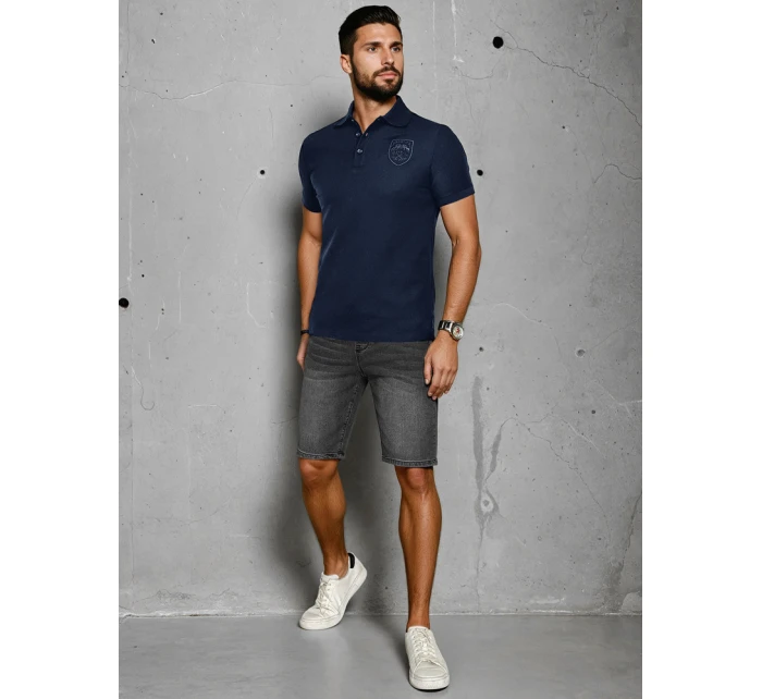 Pánská polokošile s nášivkou modrá Dstreet model 21987839 - FashionStreet