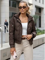 Dámska prechodná krátka bunda s odnímateľnou kapucňou hnedá FashionStreet TY5669