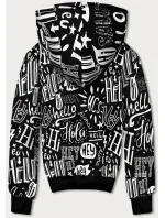 Čierna pánska "klokanie" mikina s potlačou (8B1150-1) Čierna pánska "klokanie" mikina s potlačou (8B1150-1)