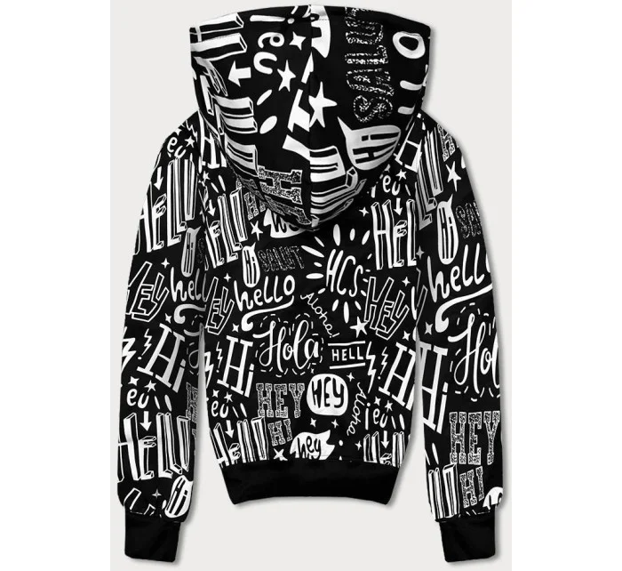 Čierna pánska "klokanie" mikina s potlačou (8B1150-1) Čierna pánska "klokanie" mikina s potlačou (8B1150-1)