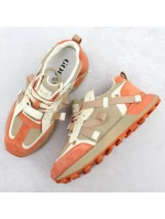 Dámské kožené tenisky béžové a oranžové model 21904648 - Goe