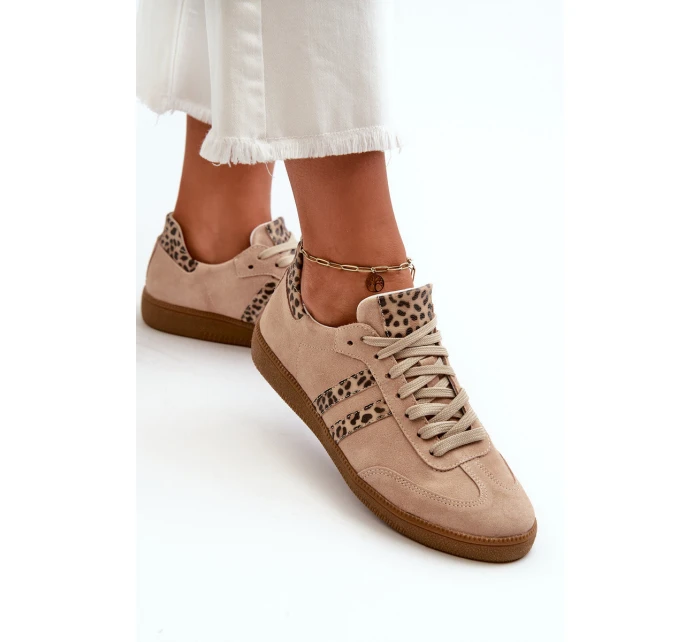 model 21665854 Semišové Nízké Dámské Tenisky Beige - Zazoo model 21665854 Semišové Nízké Dámské Tenisky Beige - Zazoo