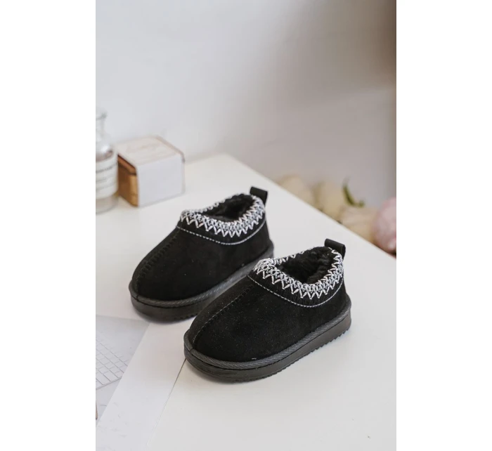 Śniegowce Botki Dziecięce Na Platformie Ocieplane Futerkiem Czarne Vilabria