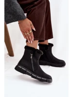 Dámske snehové topánky Briselle na platforme s kožušinou - čierne Dámske snehové topánky Briselle na platforme s kožušinou - čierne