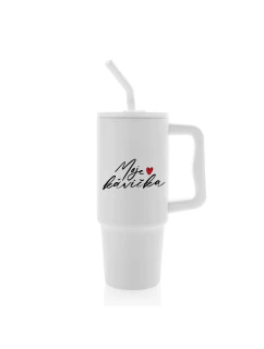 MOJE KÁVIČKA - bílý cestovní termohrnek 900 ml