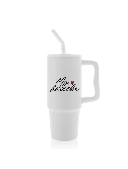 MOJE KÁVIČKA - bílý cestovní termohrnek 900 ml
