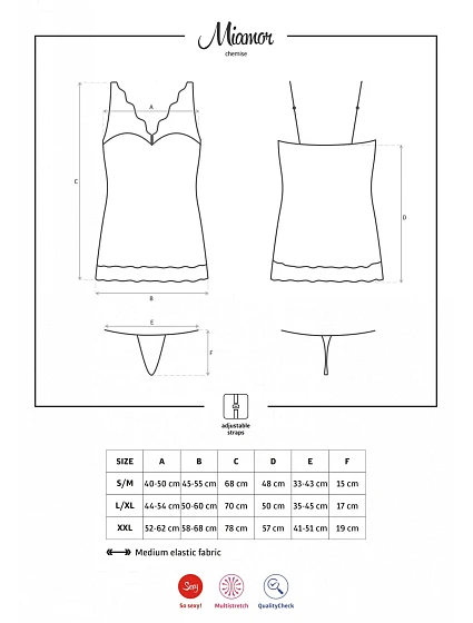 Elegantní košilka model 22192056 chemise bordó - Obsessive