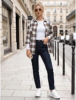 Jeansy damskie skinny z wysokim stanem granatowe model 22341064 - FashionStreet