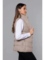 Tmavo béžová páperová dámska vesta (5M719-62) Tmavo béžová páperová dámska vesta (5M719-62)