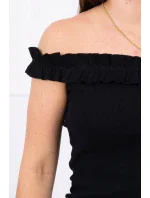 Španielska blúzka s volánikmi čierna