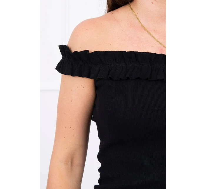 Španielska blúzka s volánikmi čierna