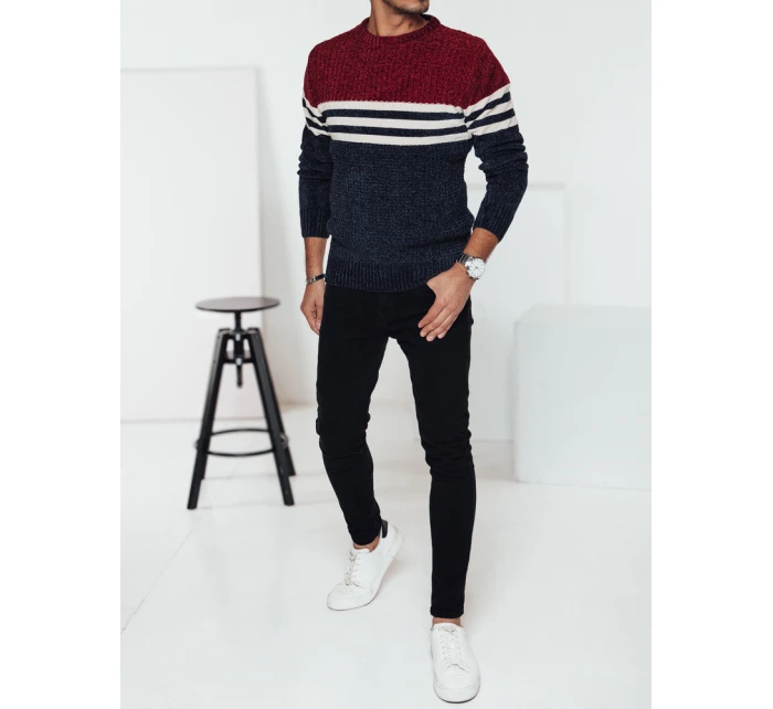 Pánský pruhovaný tmavě modrý svetr Dstreet model 21982373 - FashionStreet