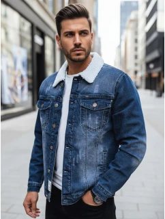 Pánská zateplená džínová bunda s ovčí kůží modrá Dstreet model 21995193 - FashionStreet