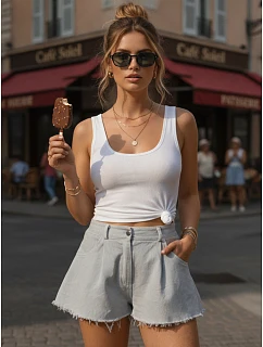 Spodenki damskie jeansowe na z  szare model 22210608 - FashionStreet