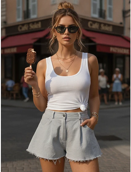 Spodenki damskie jeansowe na z  szare model 22210608 - FashionStreet