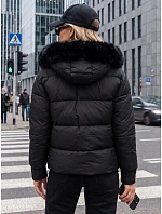 Dámska zimná prešívaná bunda s kožušinou, čierna, FashionStreet TY5828 Dámska zimná prešívaná bunda s kožušinou, čierna, FashionStreet TY5828