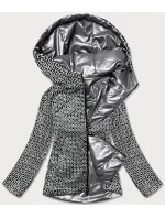 Obojstranná šedá dámska bunda s kapucňou (B9793-70)
