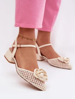 Dámské sandály na klínku s ozdobným detailem světle béžové Vionessa