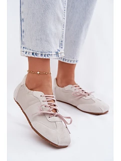 Semišové Nízké Dámské Tenisky Big Star TT274599 Béžové