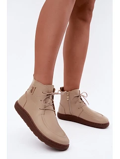 Dámské kožené barefoot polobotky s izolací model 22366434 béžové - Zazoo