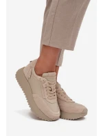 Dámske kožené tenisky na platforme Artiker - béžové