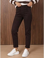 Jeansy damskie z wysokim stanem mom fit brązowe FashionStreet UY3224