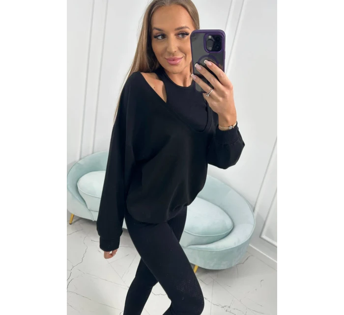 3-dielna sada mikina + top + legíny čierna