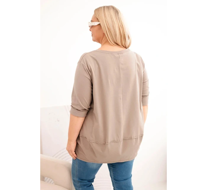 Dámska blúzka v nadmernej veľkosti z bavlny s ozdobnými gombíkmi a vyhrnutými rukávmi fango Dámska blúzka v nadmernej veľkosti z bavlny s ozdobnými gombíkmi a vyhrnutými rukávmi fango