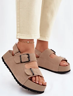 Semišové sandály na platformě Big Star TT274235 Béžové