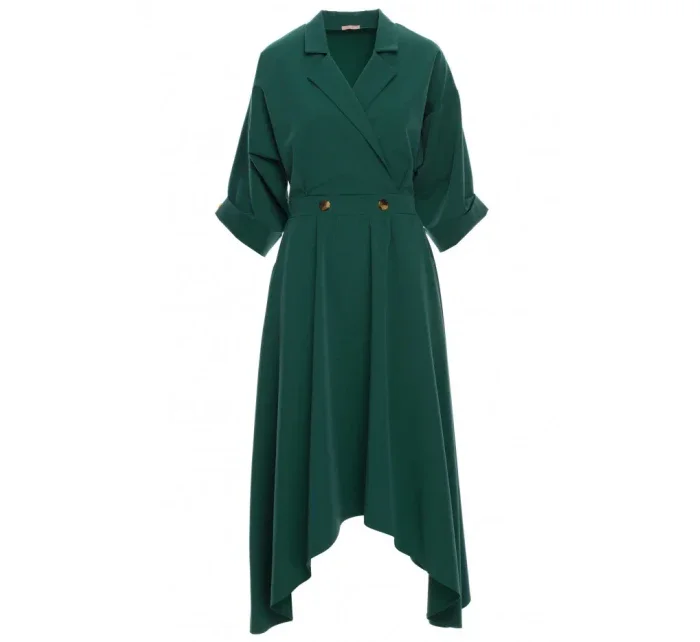 model 18002887 Šaty v midi délce s ozdobnými knoflíky zelené - Makover