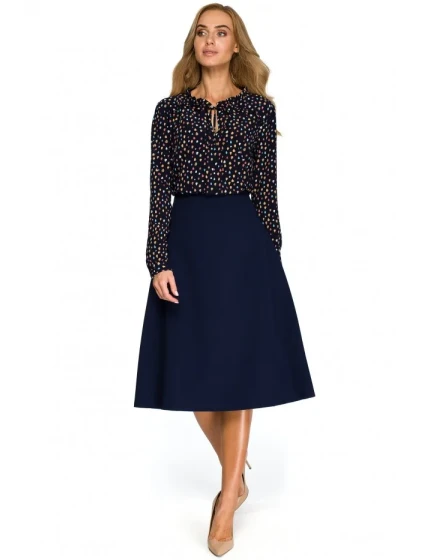 S133 Midi sukňa áčkového strihu - tmavo modrá