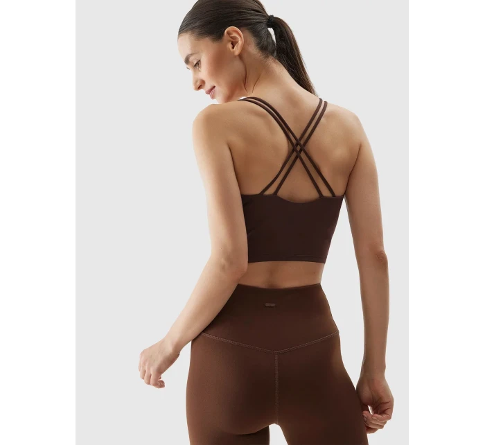 Dámsky recyklovaný top na jogu 4F - hnedý