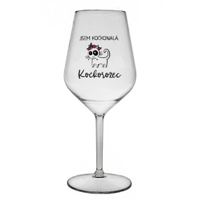 JSEM KOČKONALÁ. KOČKOROŽEC - čirá nerozbitná sklenice na víno 470 ml