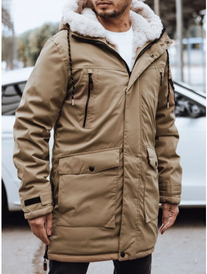 FashionStreet pánska tmavobéžová zimná bunda TX4593 FashionStreet pánska tmavobéžová zimná bunda TX4593