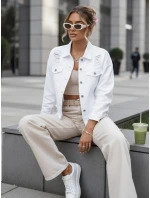 Dámska nadrozmerná džínsová bunda MOLI biela FashionStreet TY4131
