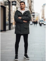 Pánská zimní bunda parka s kapucí zelená Dstreet model 21995083 - FashionStreet