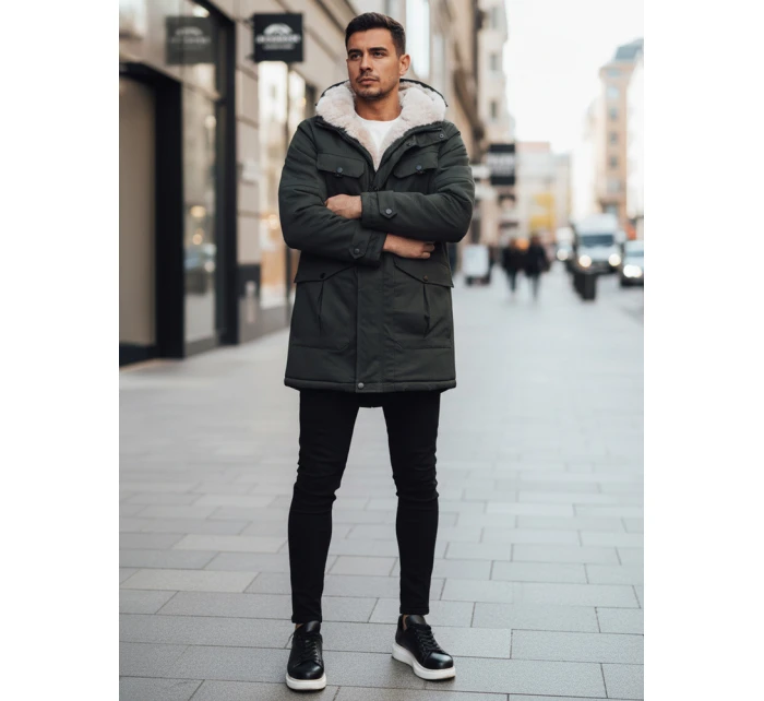 Pánská zimní bunda parka s kapucí zelená Dstreet model 21995083 - FashionStreet