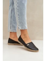 Eleganckie Skórzane Espadryle Damskie Zazoo 10177 Czarne Eleganckie Skórzane Espadryle Damskie Zazoo 10177 Czarne