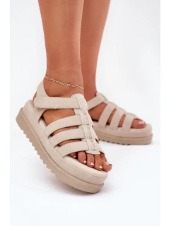 Dámské Sandály Na Platformě Eko Semišové Béžové model 21696093 - Boto