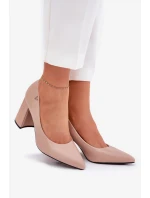 Elegantné dámske lodičky na širokom podpätku Vinceza - béžové Elegantné dámske lodičky na širokom podpätku Vinceza - béžové
