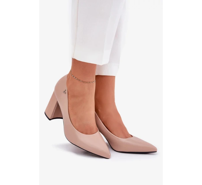 Elegantné dámske lodičky na širokom podpätku Vinceza - béžové Elegantné dámske lodičky na širokom podpätku Vinceza - béžové