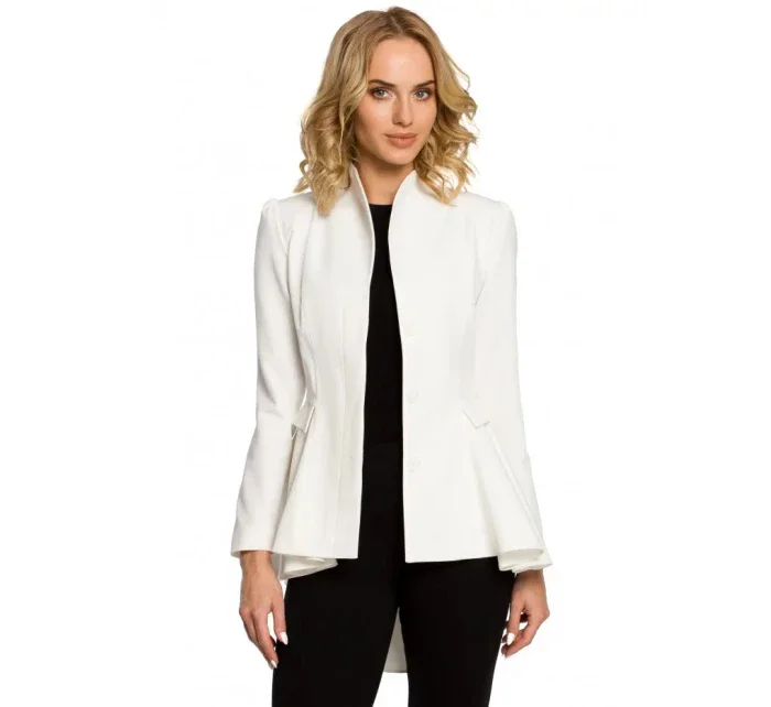 Asymetrický frak s golierom a zapínaním na gombíky M165 - čierny - Moe