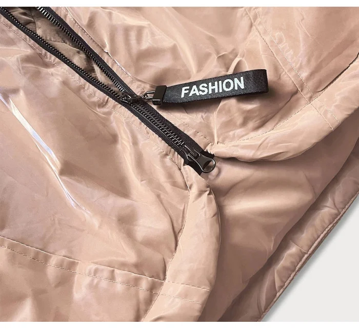 Béžová dámska bunda s kapucňou (B8105-46) Béžová dámska bunda s kapucňou (B8105-46)