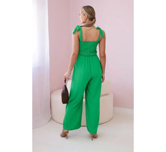 Overal na ramínka s volánkovým topem zelený