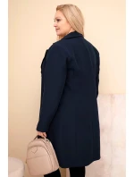 Dámske Plus veľkosť dlhý kabát s golierom a vreckami Garnet