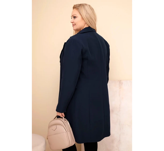 Dámske Plus veľkosť dlhý kabát s golierom a vreckami Garnet