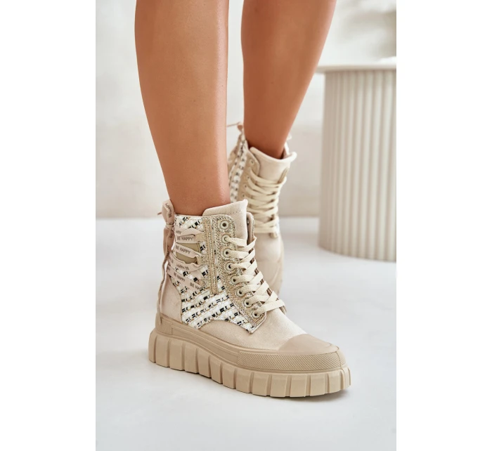 Vysoké Dámské Tenisky Na Masivní Platformě Světle Béžové model 21671400 - Boto