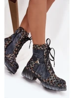 Skórzane Botki Workery Damskie Maciejka 07072-03 Multikolor