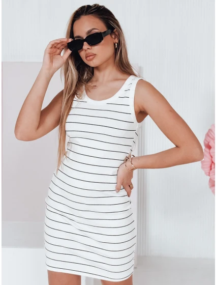 Dámské pruhované mini šaty bílé Dstreet model 21986842 - FashionStreet Dámské pruhované mini šaty bílé Dstreet model 21986842 - FashionStreet