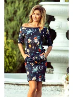 Dámské sportovní šaty s barevnými květy na tmavě pozadí model 6330419 - numoco Dámské sportovní šaty s barevnými květy na tmavě pozadí model 6330419 - numoco